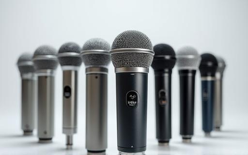 Selection of different studio microphones.